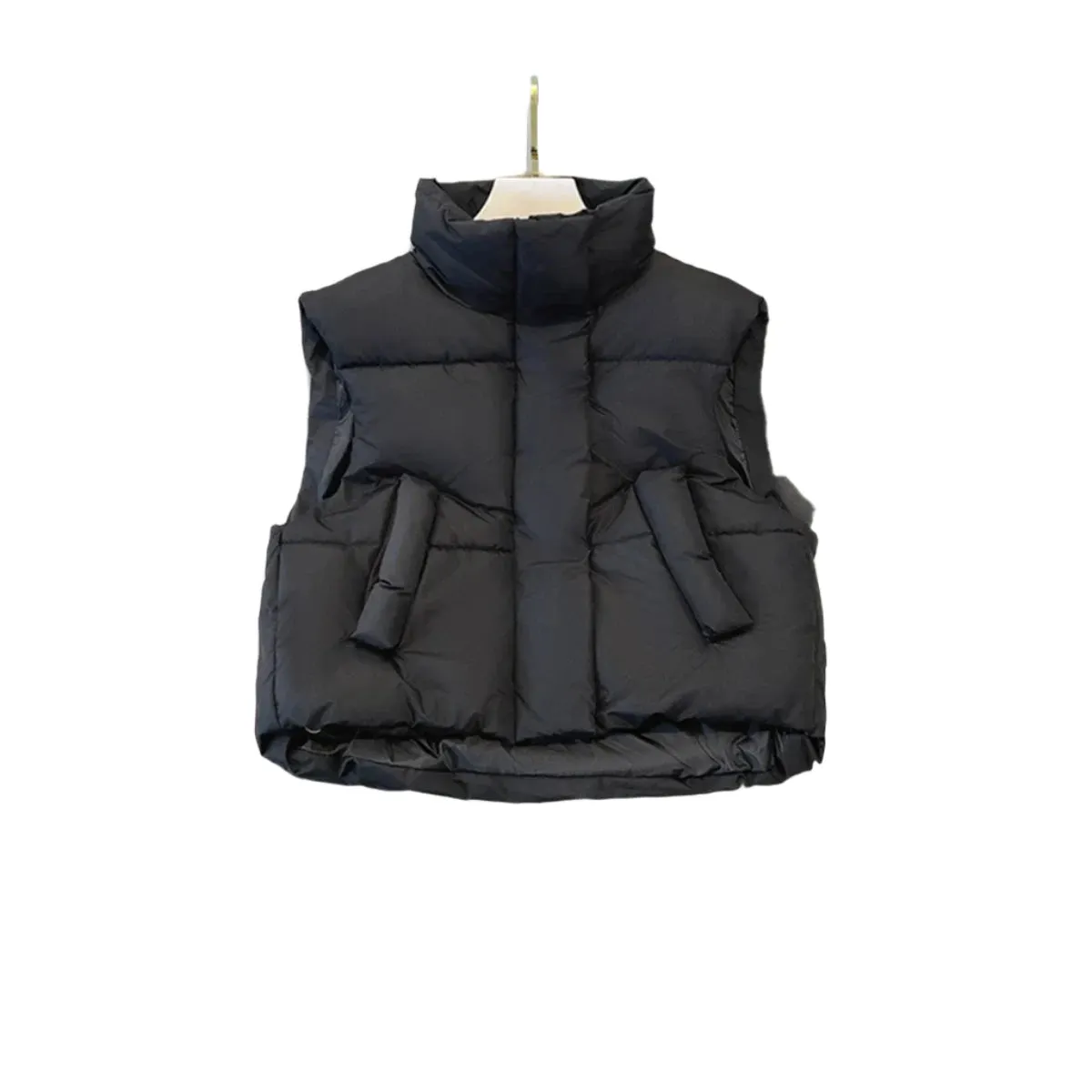 Women's Y2K Thick Down Vest – Warm Harajuku Style Short Waistcoat, Casual Windproof Outerwear for Autumn/Winter
