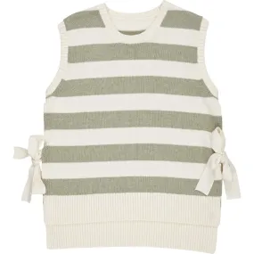 Wyse Ivory Striped Knitted Vest S