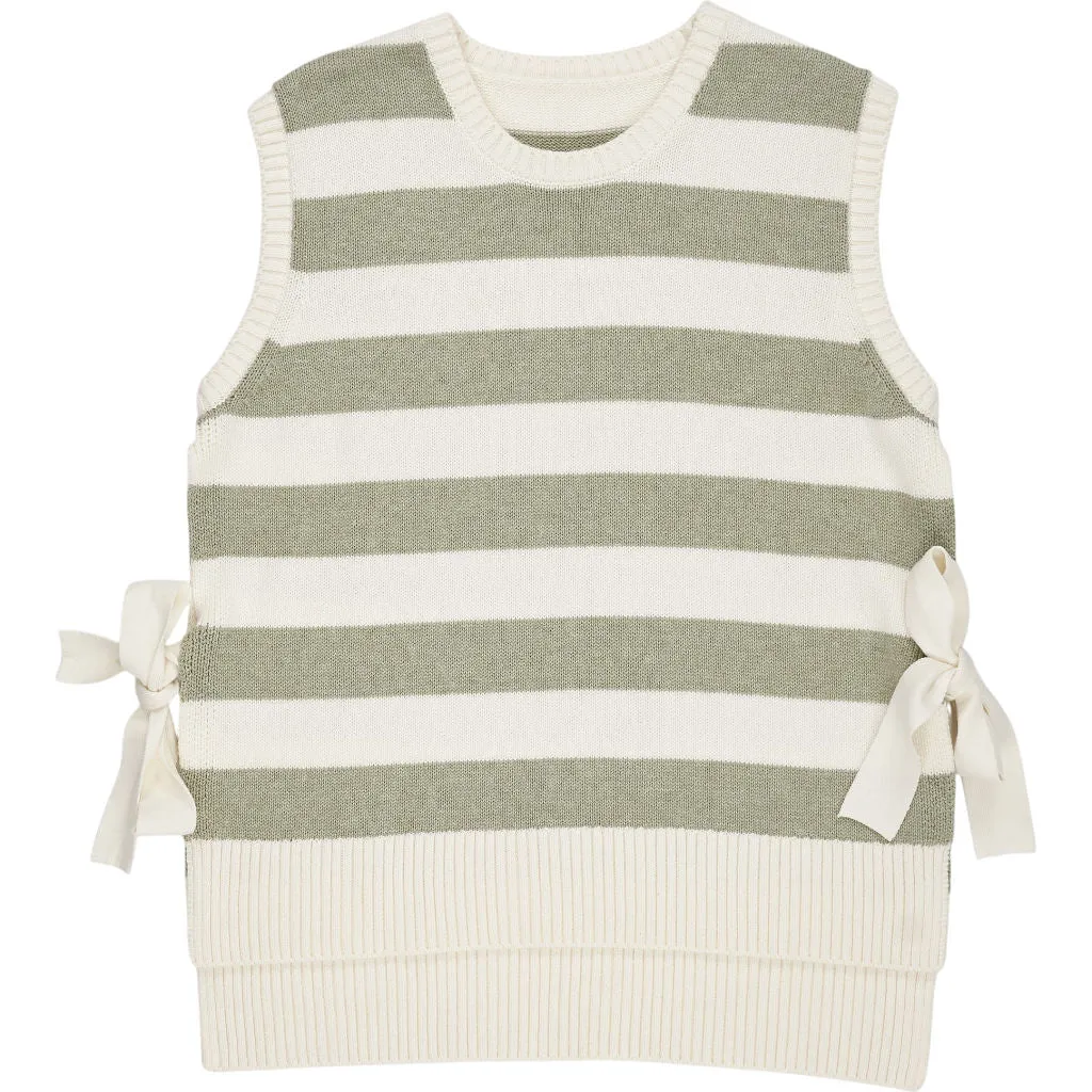 Wyse Ivory Striped Knitted Vest S