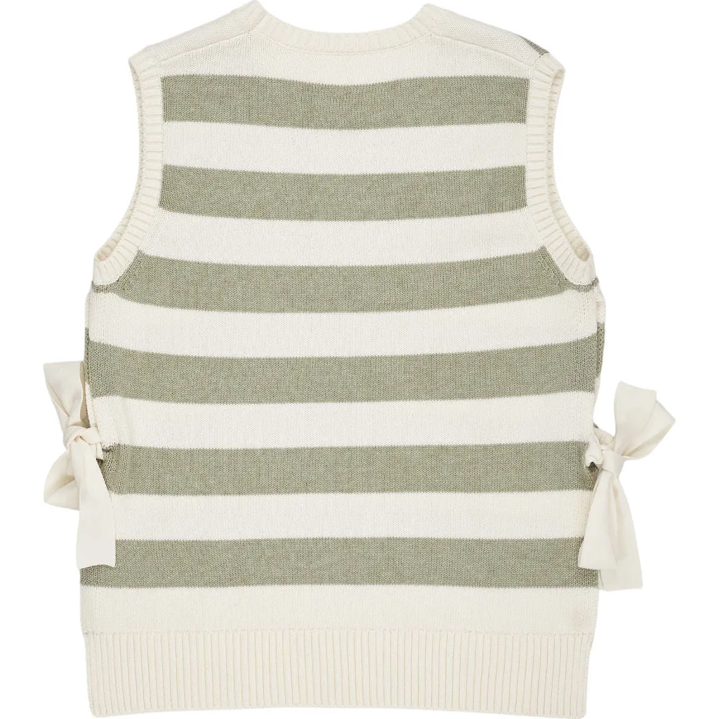 Wyse Ivory Striped Knitted Vest S