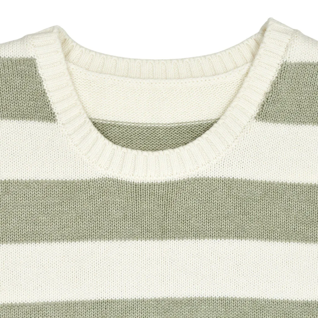 Wyse Ivory Striped Knitted Vest S