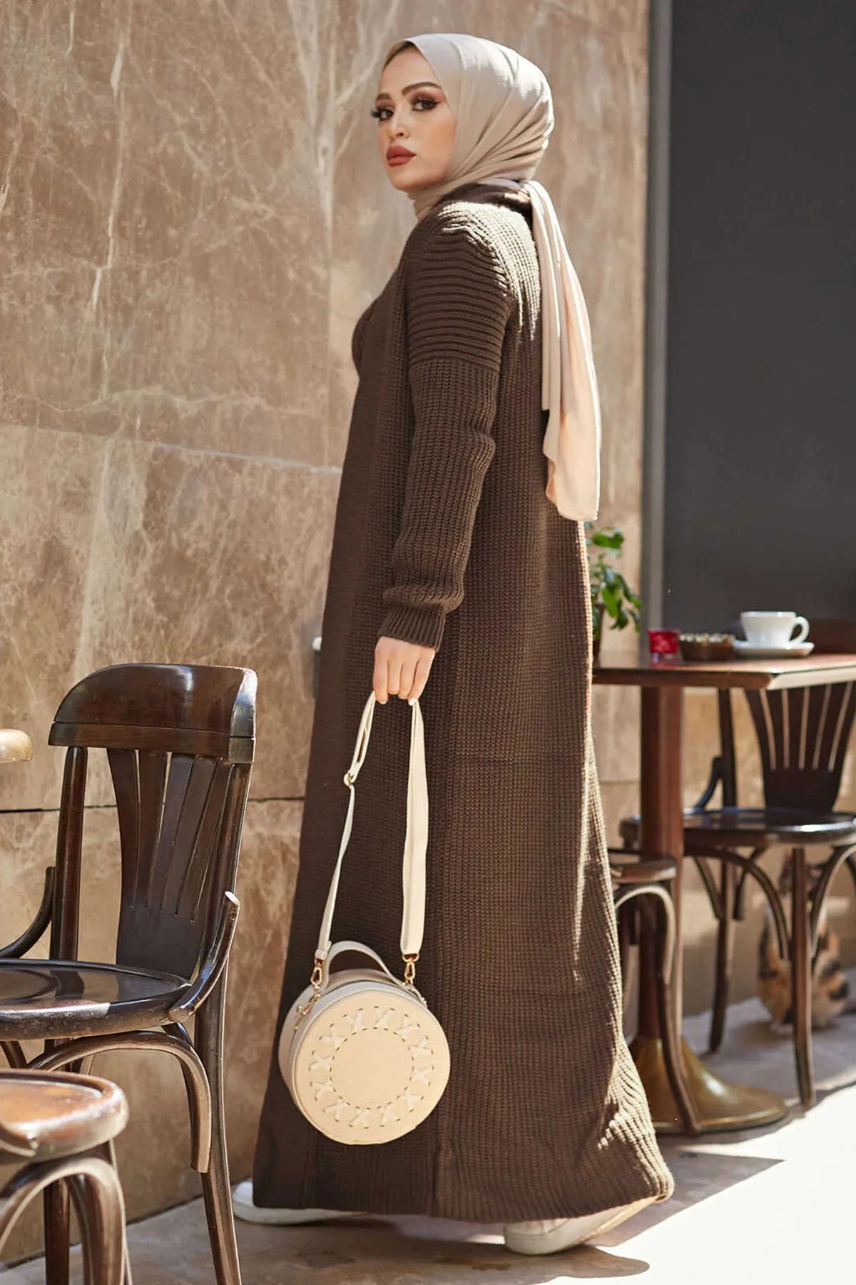 ZRF Women Knit Brown Cardigan Dress Suit - Tustin
